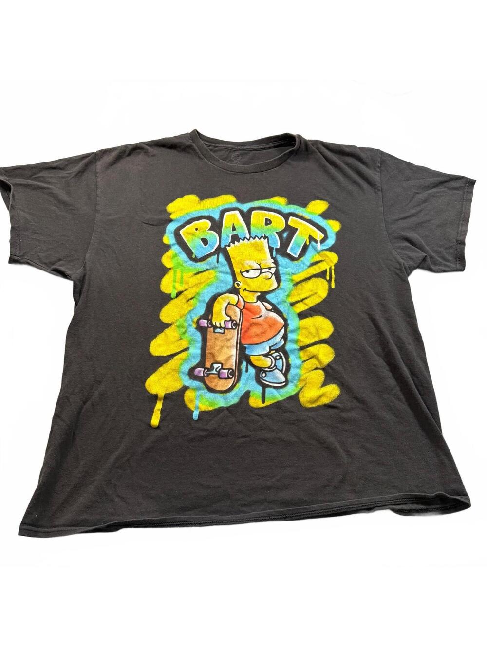 The Simpsons Bart Simpson Skater Graffiti Graphic T-Shirt Black XL